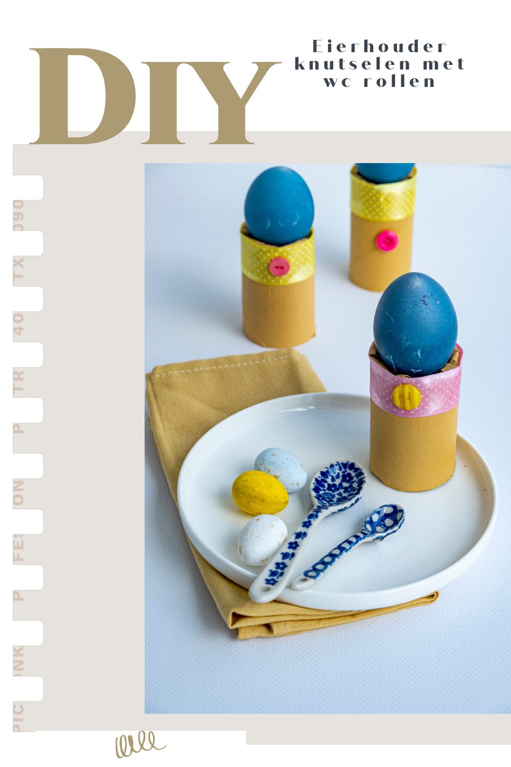 Eierhouder knutselen met wc rollen