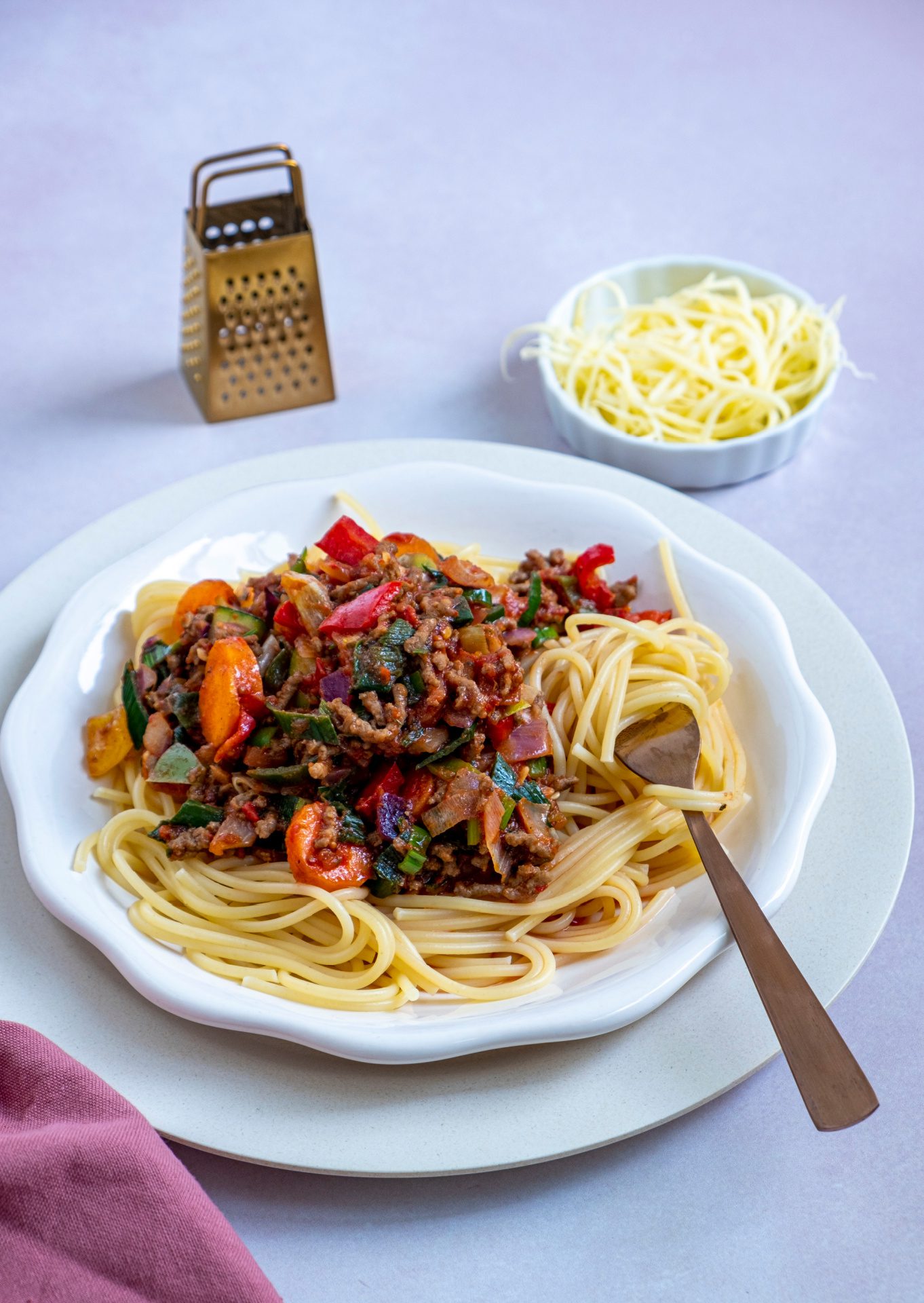 Spaghetti met rode saus van het huis