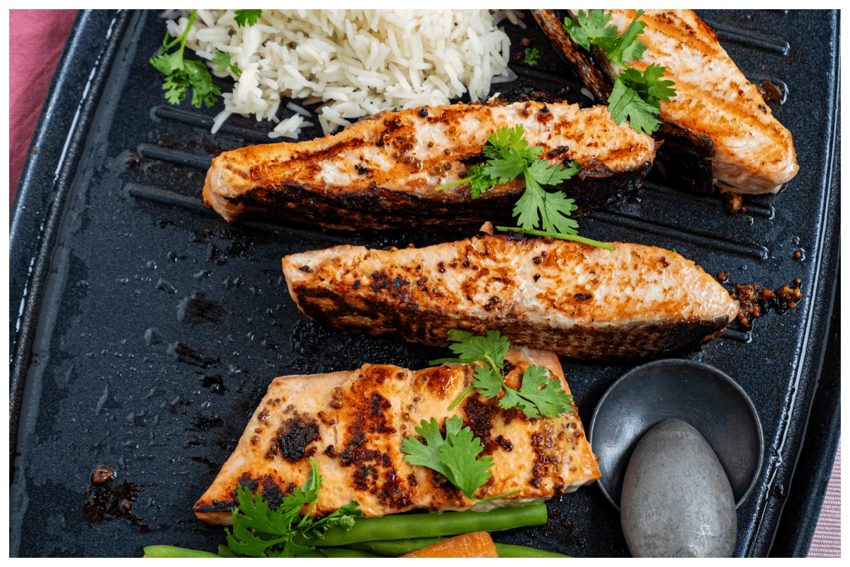 Zalm in marinade van mosterd en rietsuiker
