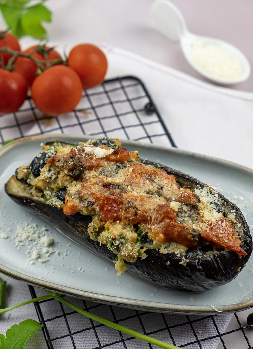 Vegetarische gevulde aubergines