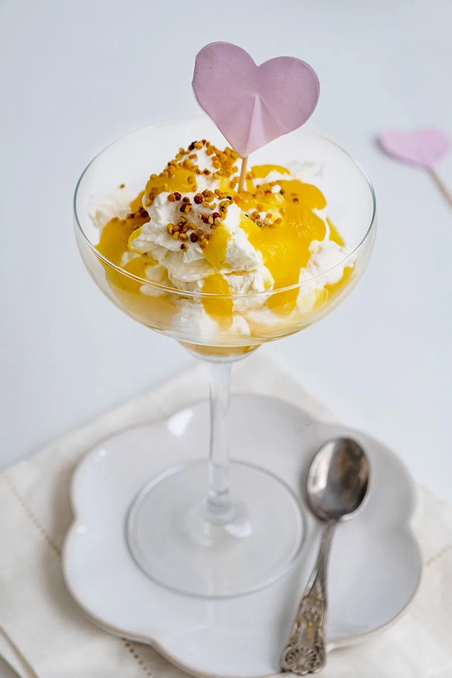 Heerlijk mascarpone dessert met perzik