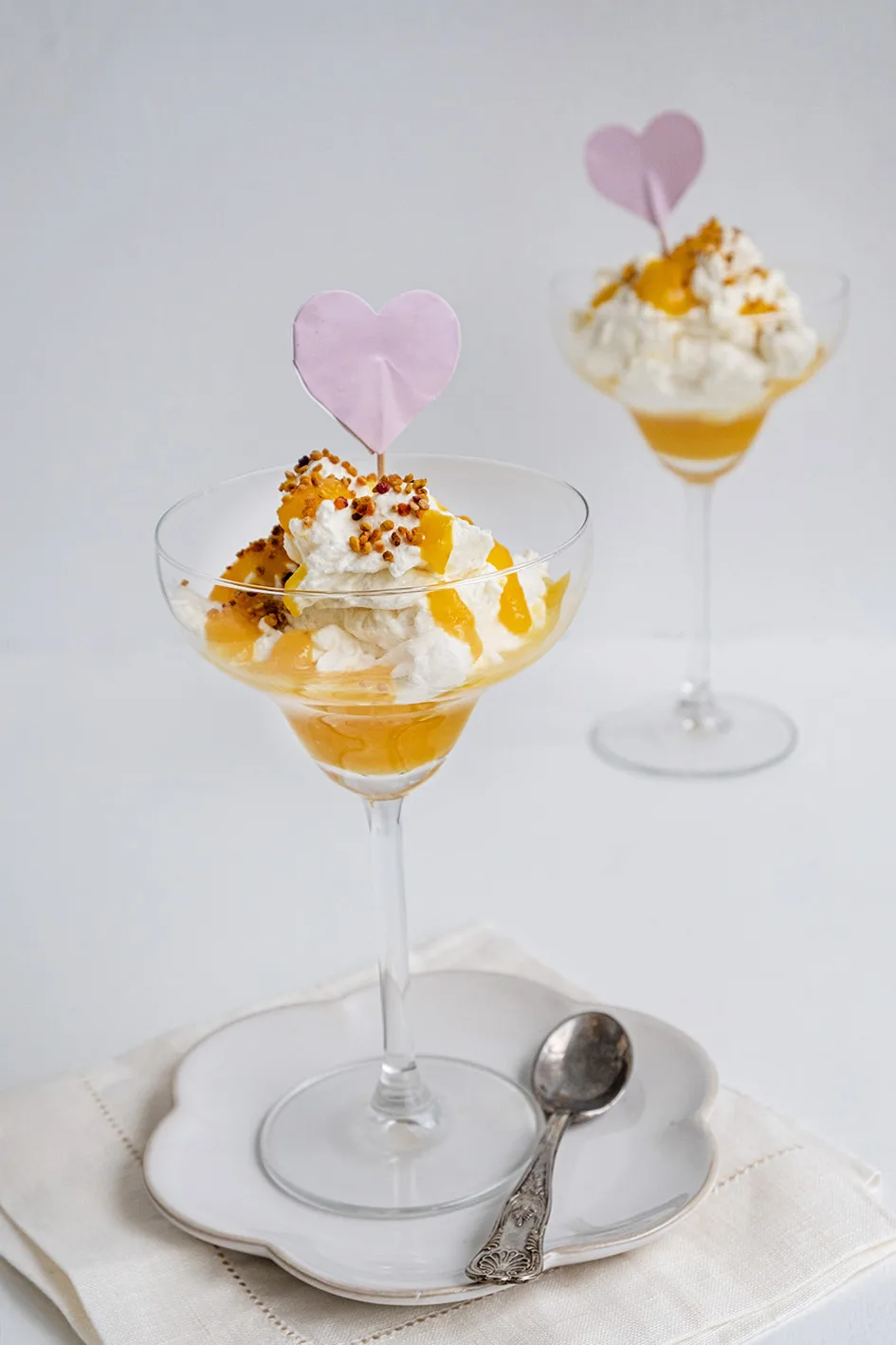 Heerlijk mascarpone dessert met perzik