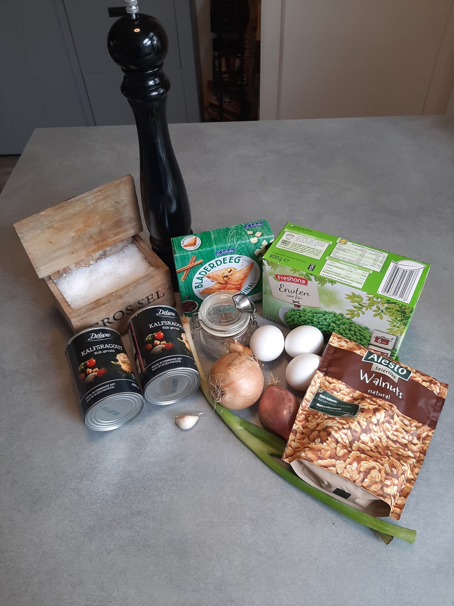 Ingrediënten Herfstquiche met Kalfsragout en Erwtjes