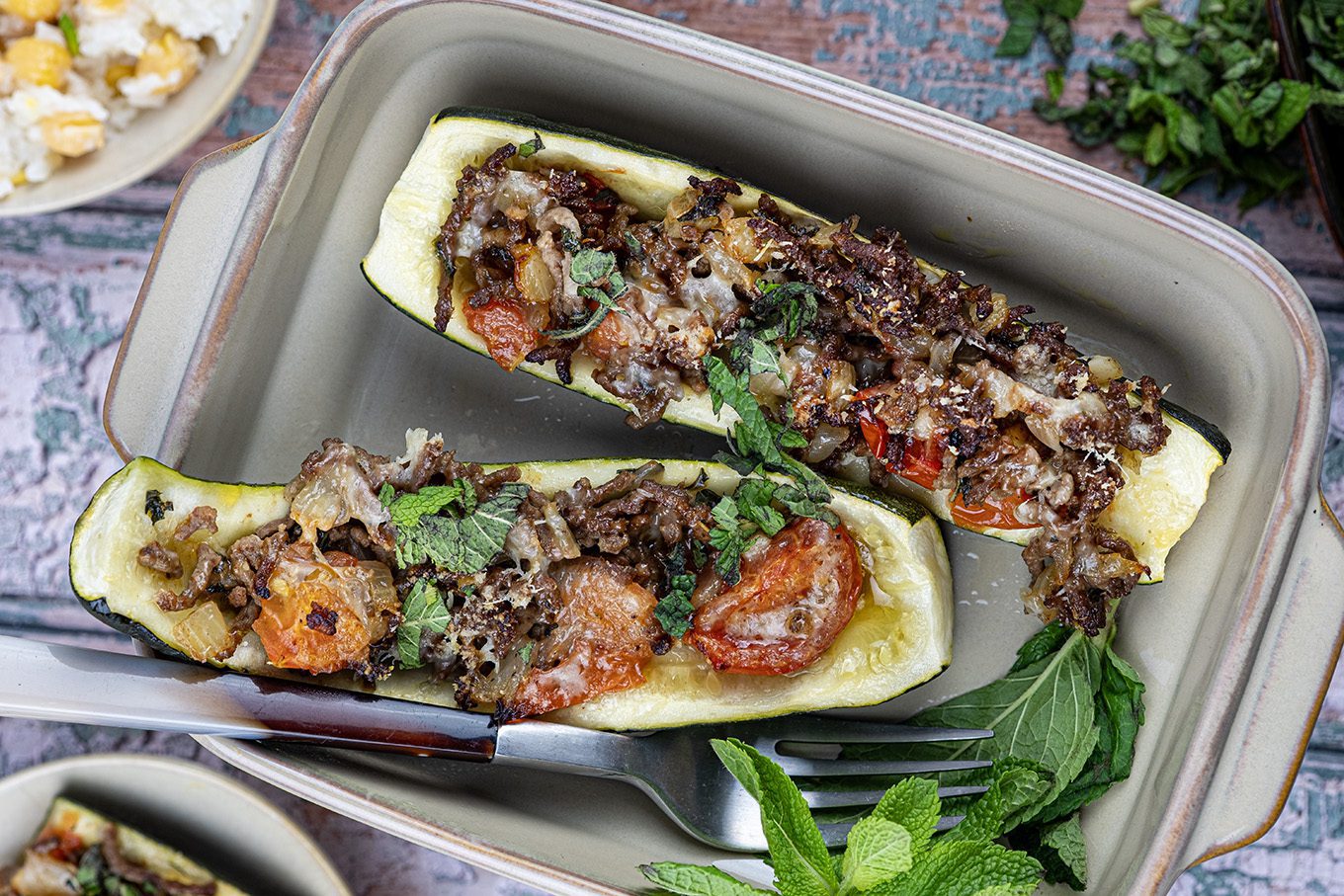 Gevulde courgettes uit de oven